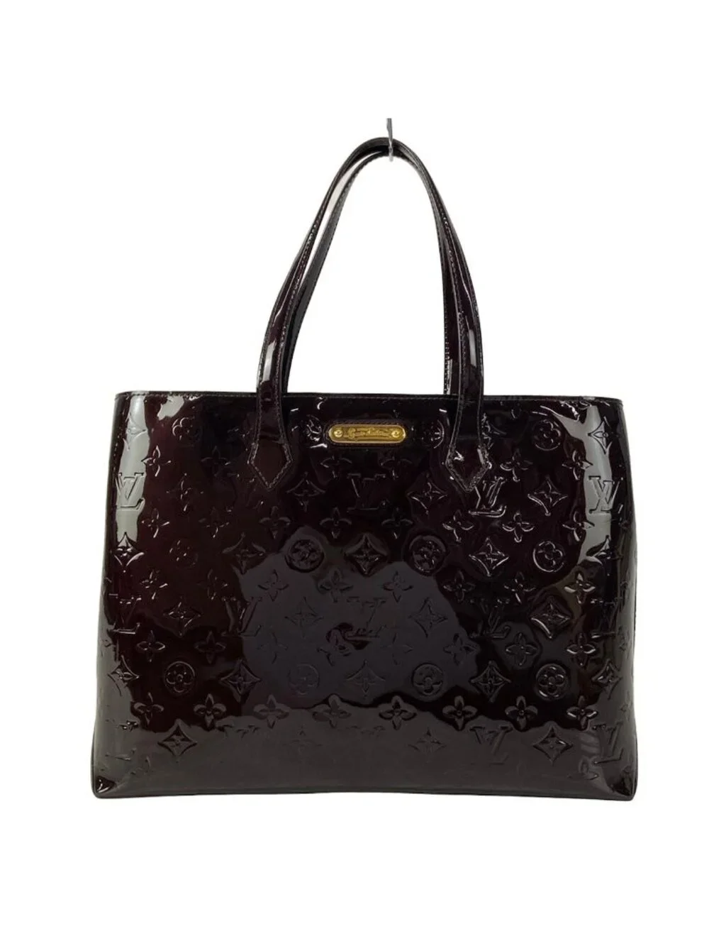 Louis Vuitton Tote Monogram Vernis Wilshire MM Amarante Leather